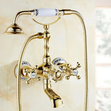 Royélisse Luxe Badkraan – Goudkleurige Messing Kraan met Kristalaccenten & Retro Handdouche