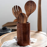 EcoWood – Luxe Houten Keukengerei Set met Opbergemmer