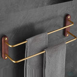 Dubbele Handdoekstang | 50–60 cm | Zwart of Goud/Walnoot | Geborsteld Alufer