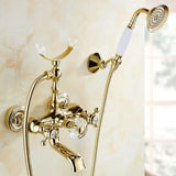 Royélisse Luxe Badkraan – Goudkleurige Messing Kraan met Kristalaccenten & Retro Handdouche