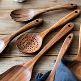 EcoWood – Luxe Houten Keukengerei Set met Opbergemmer
