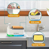 3-in-1 Zeepdispenser Set met Sponshouder | Voor Keukenspoelbak