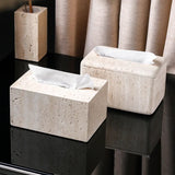 Travertine Élégance Badkamer Set – Luxe Beige Marmeren
