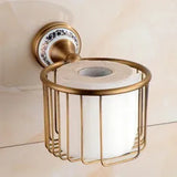 RoyalRetro Antiek Messing Badkamer Accessoireset met Porselein