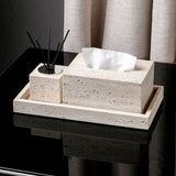 Travertine Élégance Badkamer Set – Luxe Beige Marmeren