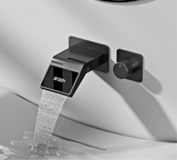 Wastafelkraan met LED Licht – Wandmontage | 2 Gaten | Warm & Koud Water | Messing