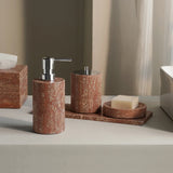 Rubèra Rood Travertin Badkamer Accessoires Set