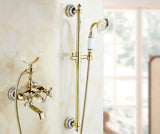 Royélisse Luxe Badkraan – Goudkleurige Messing Kraan met Kristalaccenten & Retro Handdouche