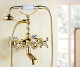 Royélisse Luxe Badkraan – Goudkleurige Messing Kraan met Kristalaccenten & Retro Handdouche
