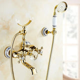 Royélisse Luxe Badkraan – Goudkleurige Messing Kraan met Kristalaccenten & Retro Handdouche